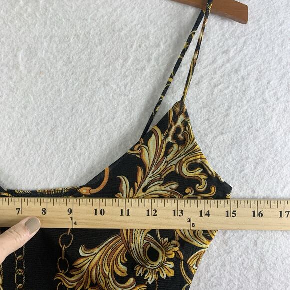 Womens Baroque Leopard Chain Print Bodysuit Sz M Y2K Mobwife Club Indie Luxury - Picture 7 of 13